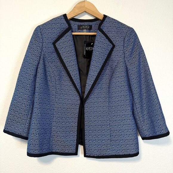 Kasper Blue Open Front Blazer Size 10 NWT - Picture 1 of 9